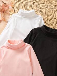 Genkimix Kids Áo lót dệt kim cổ lọ cho bé gái, vải dệt kim mềm mại và thoải mái, thiết kế cổ lọ bảo vệ hiệu quả cổ bé gái khỏi gió lạnh và giữ ấm, thiết kế đơn giản và cổ điển phù hợp với nhiều lớp áo và áo khoác ngoài, phù hợp để mặc hàng ngày, hoạt động ngoài trời, mùa thu/đông - Nhiều màu - Xem 5