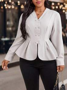 EMERY ROSE New Plus Size Women Umbrella Hem Cardigan, Elegant Blouse, Versatile Top, Refined Plus Size Apparel, Suitable For Commute, Date, Daily Wear