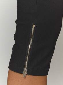 MUSERA 修身拉链裤脚细节七分裤（仅裤子）街头风酷炫夜店日常性感玛瑙色 - 黑色 - 查看 6