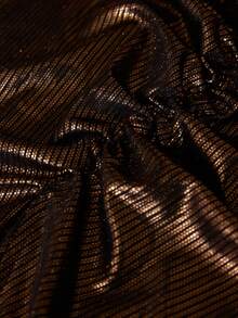 EMERY ROSE 时尚V领褶皱腰身长袖派对连衣裙，性感百搭，欧式秋冬风情 - 咖啡棕 - 查看 2