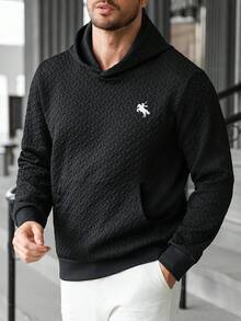 Manfinity CasualCool 男士休闲百搭黑色连帽卫衣，街头服饰，长袖上衣