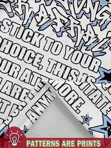 SHEIN Bộ 2 món áo thun cổ tròn in hình chân dung và khẩu hiệu cá nhân thời trang giản dị cho bé trai kèm quần ống loe in hình ngôi sao, phù hợp cho mùa hè - Nhiều màu - Xem 3