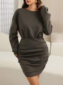 Modelyn Sweet & Spicy Vibe Long Sleeve Bodycon Mini Skirt, Autumn/Winter - Army Green - View 8