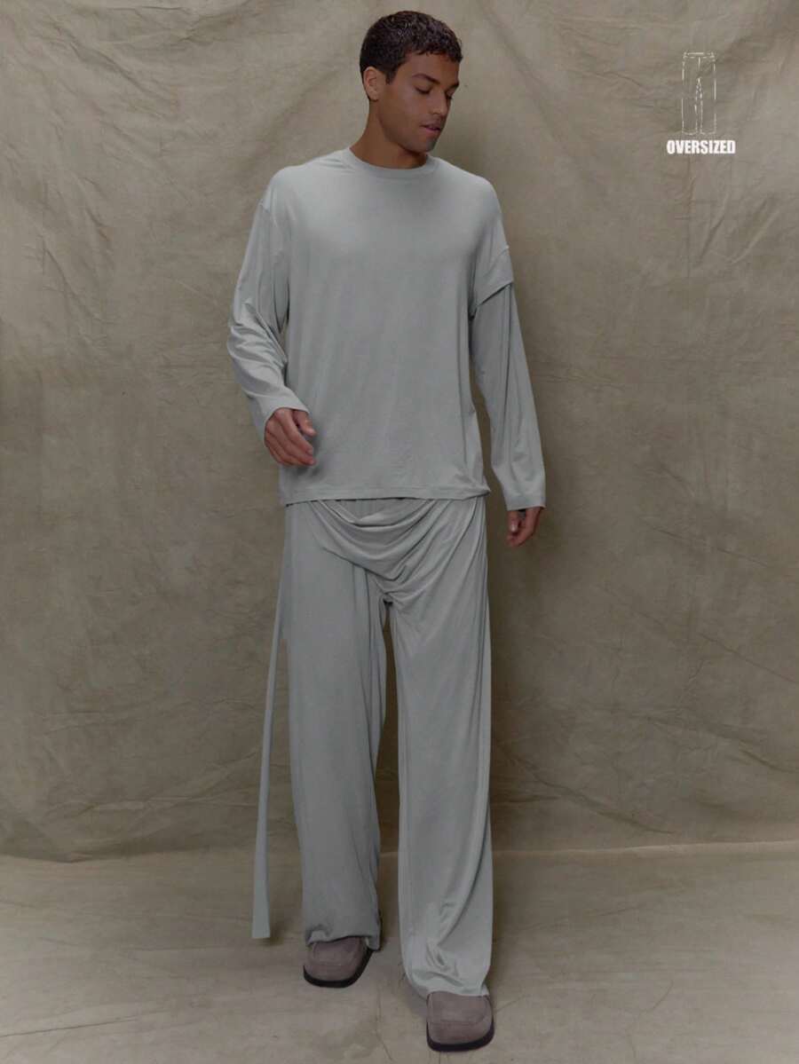 Musero 男士轻薄宽松裹身裤套装(仅裤子)秋冬/春夏夏季服装 - 灰色 - 查看 1
