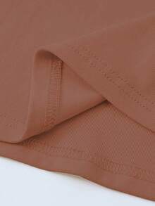 INAWLY Áo thun cổ tròn tay dài màu trơn đơn giản dành cho nữ - trái cam - Xem 5