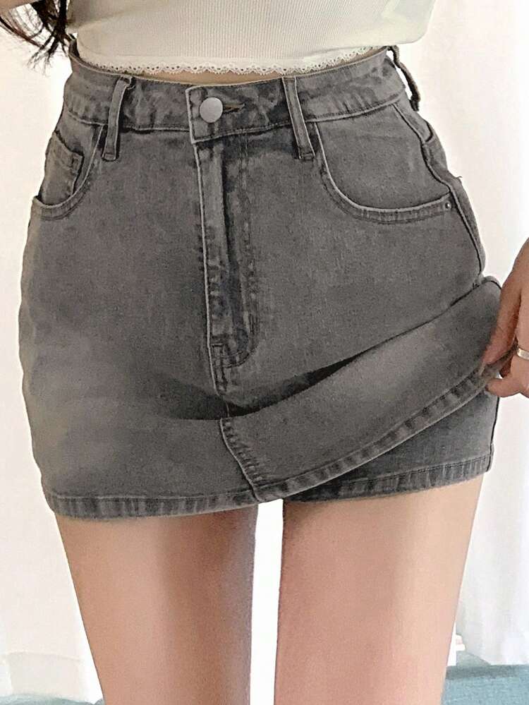 Women's Casual Versatile Denim Skort With Pockets Jorts