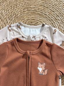 Loomiva Newborn Baby Boy/Girl Cartoon Bear Pattern Knitted Soft Crew Neck Long Sleeve Jumpsuit 2pcs Set - Multicolor - View 4