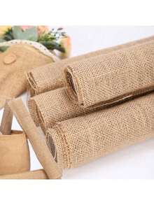 2M/78.74inch Natural Jute Ribbon Fabric Burlap DIY Gift Wrapping Jute Tablecloth Home Crafts Wedding Party Handwork Decor Accessory - Jute - View 3