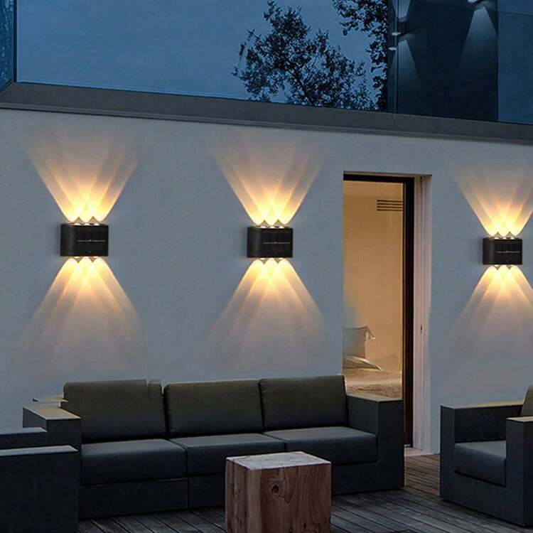 Đèn tường năng lượng mặt trời, nhiều đèn LED hai hàng, đèn pin ánh sáng ấm áp, đèn trang trí, đèn sân vườn, đèn chiếu sáng đường phố, đèn hành lang ngoài trời và đèn bàn - màu đen - Xem 4