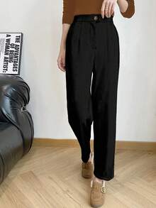 EMERY ROSE Women's Fashionable Slim-Fit Long Suit Pants, Winter - Black - View 4