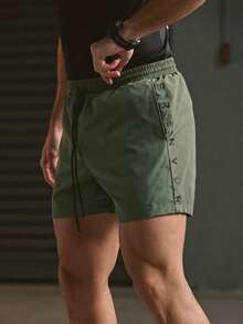 Manfinity VCAY Men's Woven Casual Loose Elastic Waist Straight Leg Shorts Set, Everyday Wear - Black - View 4