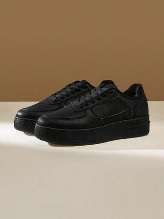 Kawaii Women's Thick Sole Lace-Up White Casual Sneakers, Versatile For Spring/Summer, Student/Sporty Style