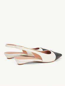 CUCCOO CHICEST 女士新款方扣尖头低跟平底休闲鞋，酒红色漆皮一脚蹬平底鞋，工作和通勤穿着舒适 - 白色 - 查看 11