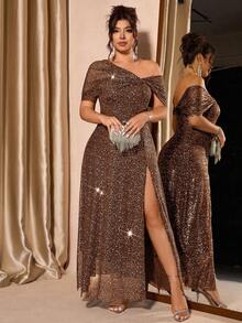 Cravure Robe d'épaule en maille métallique de nouvelle mode pour femmes grandes tailles