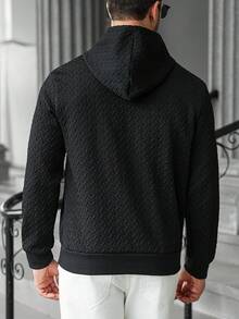 Manfinity CasualCool 男士休闲百搭黑色连帽卫衣，街头服饰，长袖上衣