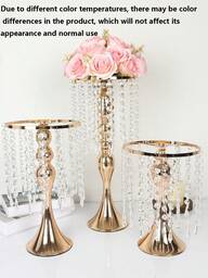 10 piezas de decoraciones de centro de mesa para bodas al aire libre, jarrones de flores artificiales, adornos de flores doradas, soportes de flores de metal multifuncionales, jarrones de decoración de centro de boda elegantes, soportes de flores de cristal adecuados para fiestas de bodas, eventos de banquetes, restaurantes, decoración de hoteles, Navidad, etc.