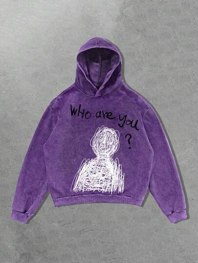 Street Life Black Snowflake Print Hooded Sweatshirt For Men, No Pockets