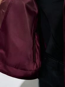 Maija Women's Fashionable And Elegant Commuter Cape Jacket - Burgundy - View 5