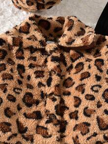 这款时尚三件套女童套装包含一件舒适的棕色豹纹长袖外套、一顶配套的豹纹帽子和一条优雅的黑色A字领连衣裙，这套充满复古风情的秋冬装扮舒适百搭，适合上学、旅行、聚会和日常活动。 - 彩色 - 查看 5