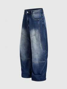 ROMWE MEN Street Life Men's Casual Floral Embroidered Distressed Denim Jeans - Blue - View 3