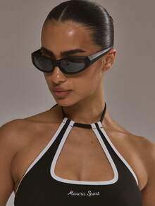 Musera Sport Musera Sport Contrast Piping Cut Out Sports Bra Active Cinched Stretch Padel Autumn Fall Winter Activewear Sport Gym Workout Ski Fitness Off Piste