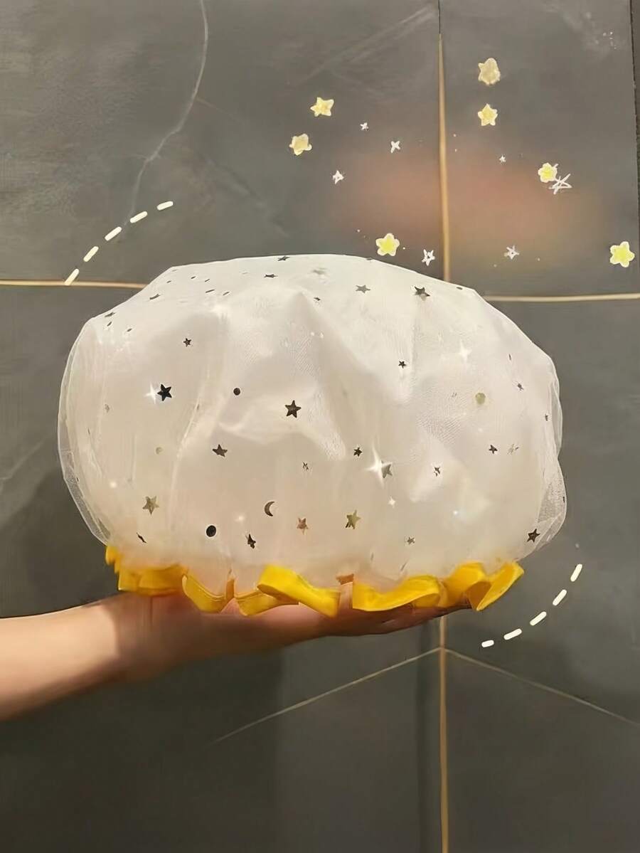 1 Peça Touca de Banho Extra Grande À Prova d'Água com Design de Camada Dupla para Mulheres e Meninas, Serve para Todos os Tipos de Cabelo Longo, Curto e Encaracolado, Acessório de Banho Reutilizável para Casa, Viagem, Escola e Salão