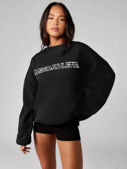 MISSGUIDED Crew Neck Sweatshirt With Text Logo｜MISSGUIDED