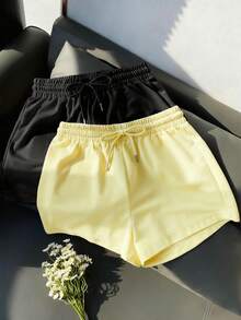 Resyla Bộ 2 quần short thường ngày cho nữ mặc ở nhà và ngoài trời, thích hợp cho mùa xuân/hè - Nhiều màu - Xem 6