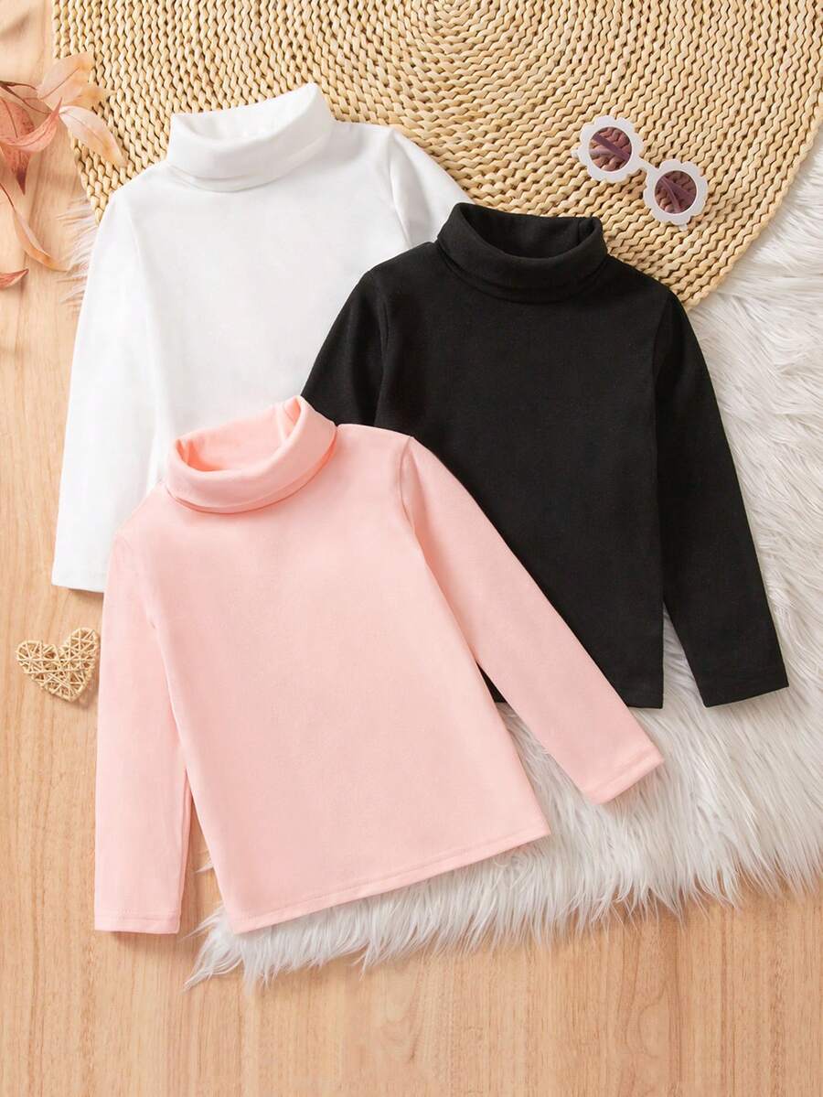 Genkimix Kids Áo lót dệt kim cổ lọ cho bé gái, vải dệt kim mềm mại và thoải mái, thiết kế cổ lọ bảo vệ hiệu quả cổ bé gái khỏi gió lạnh và giữ ấm, thiết kế đơn giản và cổ điển phù hợp với nhiều lớp áo và áo khoác ngoài, phù hợp để mặc hàng ngày, hoạt động ngoài trời, mùa thu/đông - Nhiều màu - Xem 1