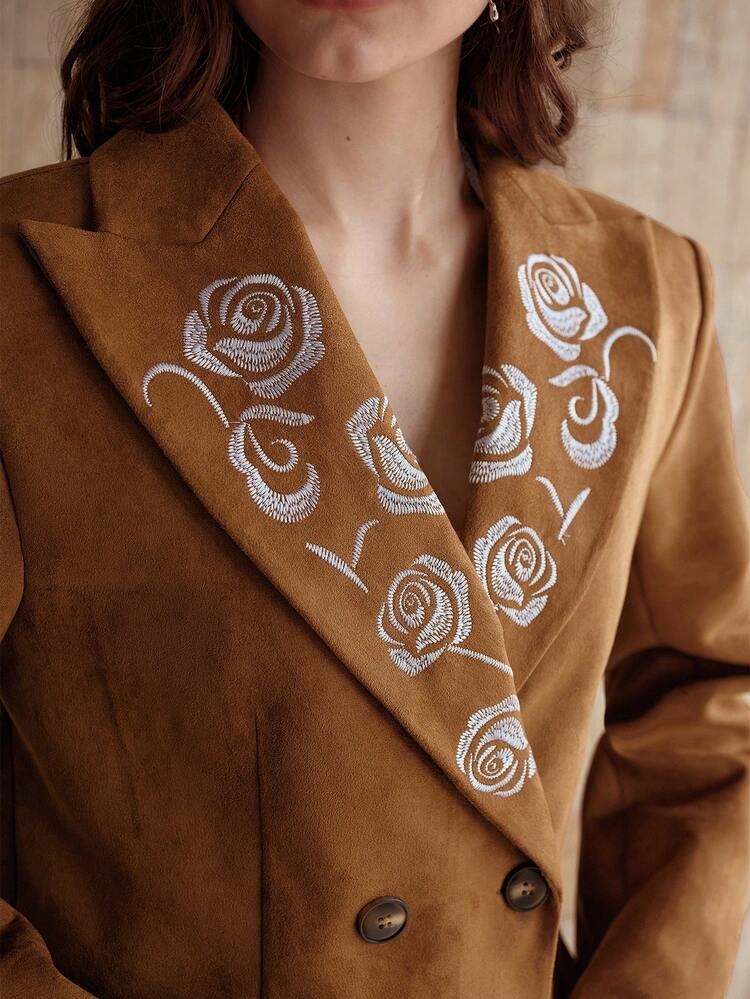 FLORAL EMBROIDERY STRUCTURED BLAZER