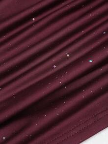 Sweetra Women's New Sexy Backless Ruched Waist Slim Fit Shiny Wrap Dress, Suitable For Daily Commute, Graduation, Independence Day Party - Red Violet - View 7