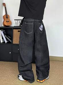 STEELVANCE Herren Loose Fit Jeans mit grafischem Linienmuster