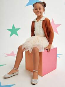 Mini mi #StarryWalk Kids' Round Toe Rhinestone Ankle Strap Memory Foam Champagne Flats – Sparkly Party Style For Little Feet - Gold - View 7