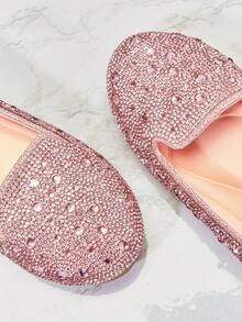 Mini mi 儿童圆头水钻装饰记忆棉粉色乐福鞋——闪耀夺目，尽显公主风范 - 粉色 - 查看 6