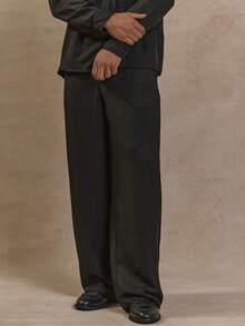 Musero Textured Straight Leg Lightweight Trousers Pants Fall/SPRING SUMMER - Black - View 2