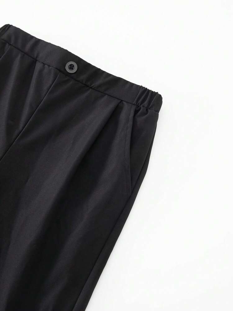 3pcs Gentleman Formal Suit Set For Tween BoyElegant High-End Fashion Stage Performance Host Outfit. Includes Suit Jacket, Fitted Vest, And Casual Trousers - Black - View 5