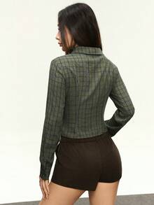 Rina Fox Women's Plaid Long Sleeve Single-Breasted Casual Shirt - Multicolor - View 3