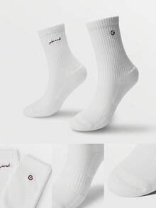 GLOWMODE 3 Pairs Socks Soft Ventilated Mesh With Embroidered Logo Gym Workout Daily - 白色 - 查看 5