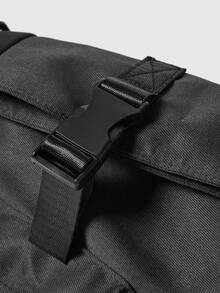 ROMWE Grunge Punk 輕便商務休閒中型郵差包釋放扣裝飾帶包飾和徽章適合青少年女孩女大學生、菜鳥和白領非常適合辦公室、大學、工作、商務、通勤、戶外、旅行、郊遊 - 黑色 - 查看 4