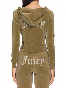 Juicy Couture Women's Full Zip Sweatshirt Dark Olive