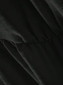 CosyJoli 大码纯色V领蕾丝拼接休闲长袖衬衫 - 黑色 - 查看 5