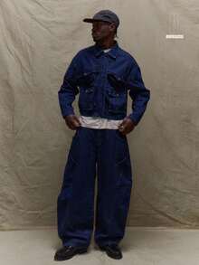 Musero 宽松牛仔裤接缝线细节裤仅限秋季秋冬 - 藍色 - 查看 1