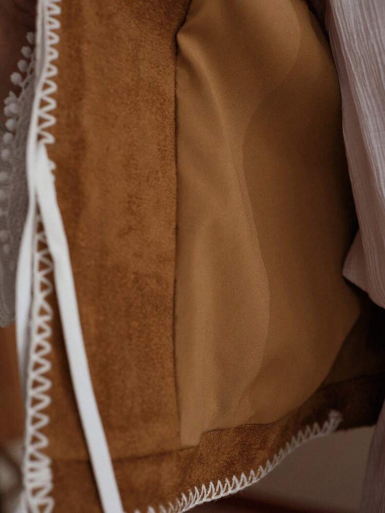 GILET SANS MANCHES BRODÉ RÉTRO POUR FEMMES