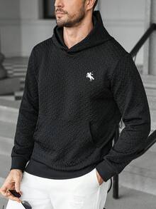 Manfinity CasualCool 男士休闲百搭黑色连帽卫衣，街头服饰，长袖上衣