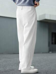 Manfinity Homme Pantalon plissé blanc pour hommes, pantalon habillé polyvalent et - Blanc - Voir 2