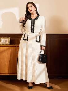 Auvina 大码女式休闲中国风度假连衣裙，适合派对、聚会、街头穿着，也适合圣帕特里克节、复活节、情人节、圣诞节、感恩节等节日，柔软舒适，修身显瘦。 - 杏色 - 查看 5