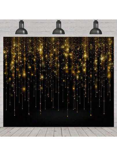 1 st elegant svart och guldfärgad blödande ljus födelsedagsbakgrundsbanderoll, polyestermaterial, flera storleksalternativ, gyllene bröllopsdekoration fotobakgrund, årsdag, födelsedagsfestbanderoll fotobåsrekvisita, julfestdekoration