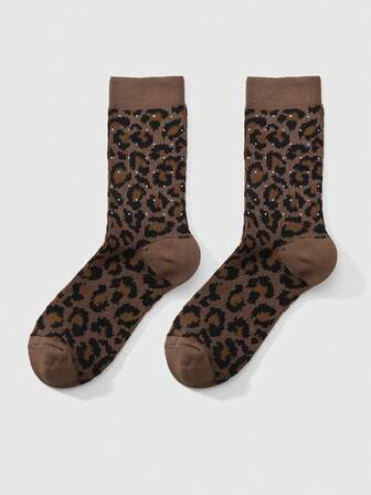 Goth 1 Coppia di calzini alla caviglia retrò chic con stampa leopardata e decorazioni in strass, soffici e traspiranti, set versatile casual, adatto per le donne, ottimo per uso quotidiano e regali per le vacanze