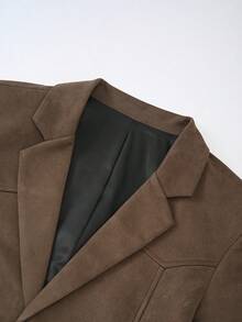 Manfinity Nomadique Men's Suede Collar Casual Suit Jacket, Autumn/Winter Brown Suit Jacket Men S Sports Coat Men Blazer Jacket Men S Suit Jackets Brown Blazer Men Dressed Wear Brown Wedding Jacket For Men Men Blazer Casual Suede Blazer Men, Brown Blazer For Men Old Money Daily Leisure, Weekend Trips, Outdoor Activities, Travel Expeditions, Relaxed Work Environments Or Semi-Formal Occasions,Boyfriend/Husband Gift, Anniversary Gift Christmas Outfits - Brown - View 4