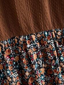 EMERY ROSE Vestido casual de talla grande con parches florales, otoño - Marrón - Ver 5
